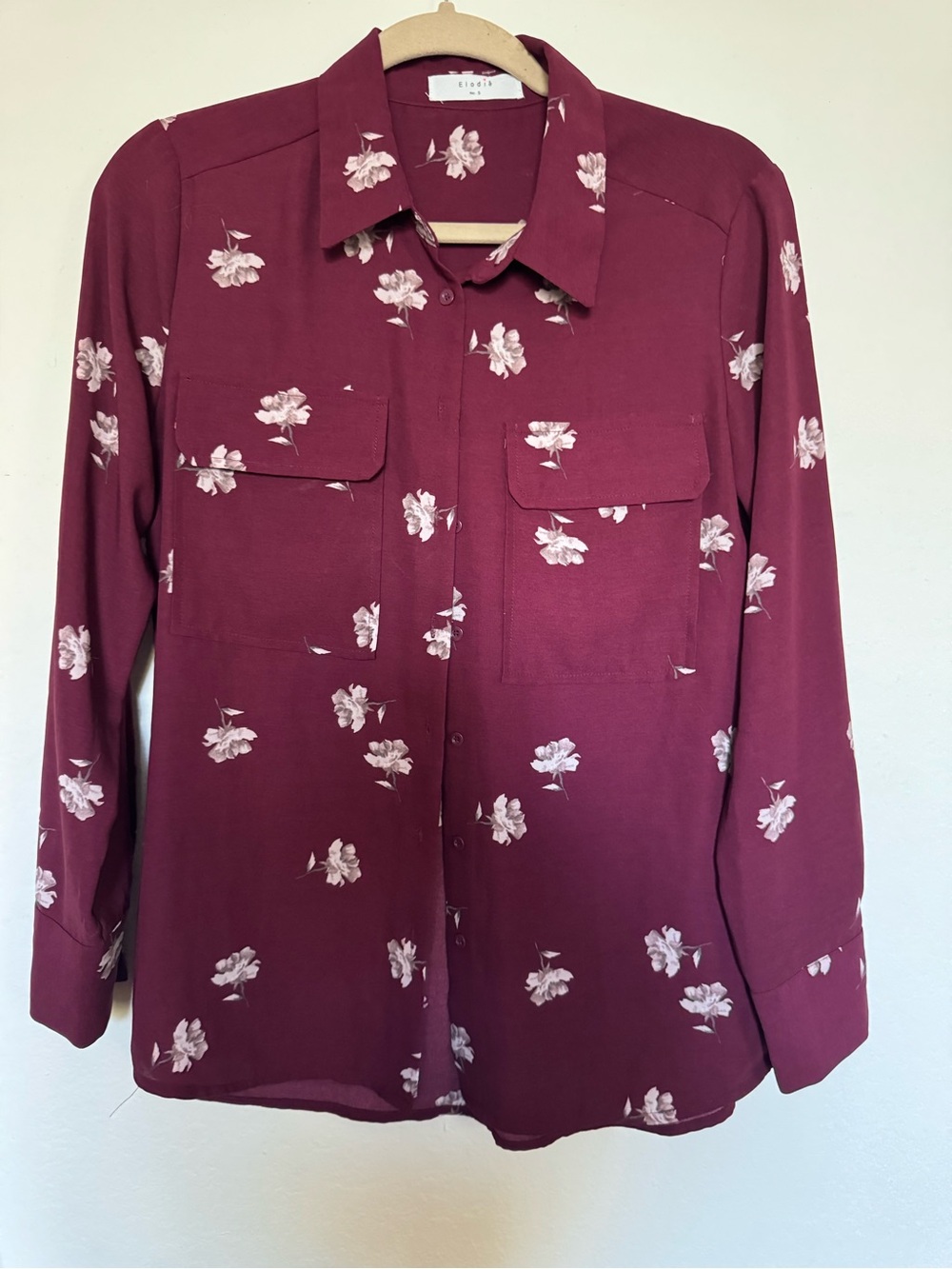 Elodie women’s Burgundy Floral Button-Down Shirt